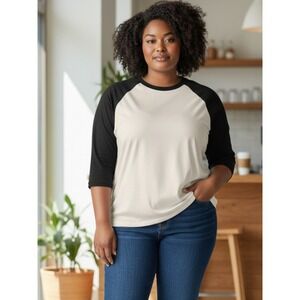 NHL 3 PACK Official‎ Licensed Product Baseball T Shirt Cream Black 3/4 Sleeve XL